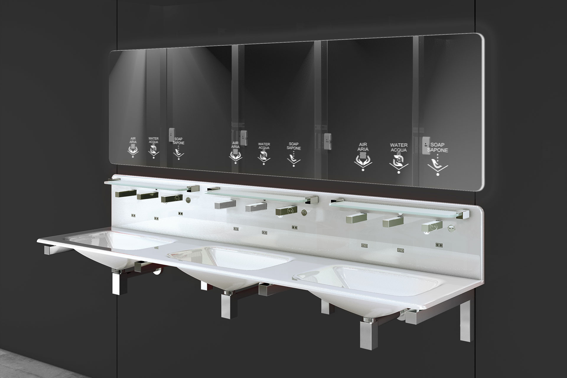 Systems Commercial Bath Sinks Glasssink Multiconsole Gallery 1